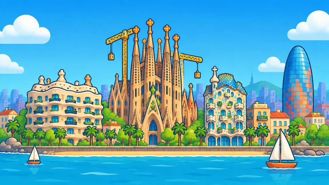 Barcelona skyline illustration