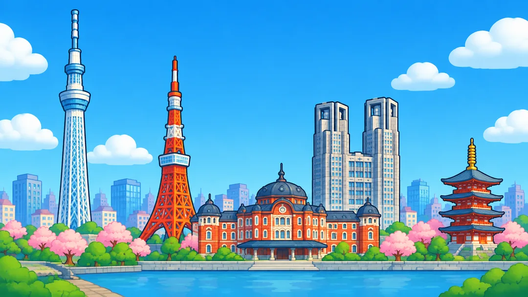 Tokyo skyline illustration